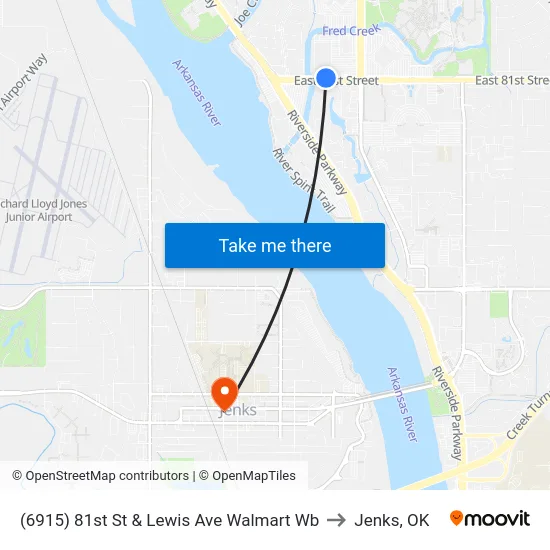 (6915) 81st St & Lewis Ave Walmart Wb to Jenks, OK map