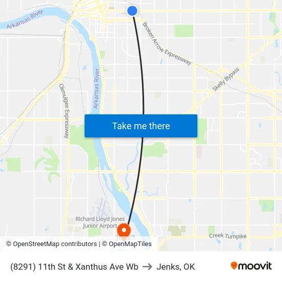 (8291) 11th St & Xanthus Ave Wb to Jenks, OK map