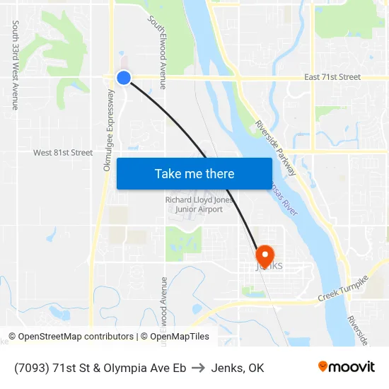 (7093) 71st St & Olympia Ave Eb to Jenks, OK map