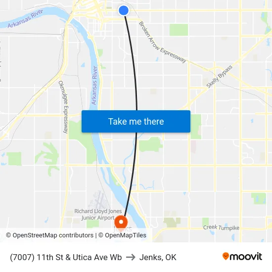 (7007) 11th St & Utica Ave Wb to Jenks, OK map
