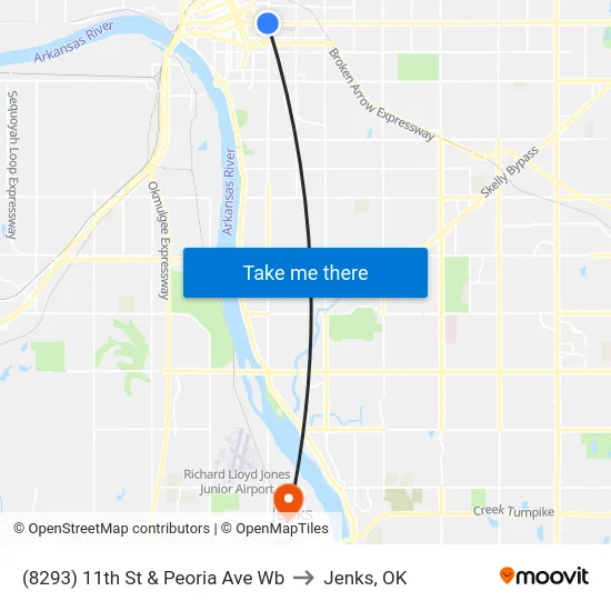 (8293) 11th St & Peoria Ave Wb to Jenks, OK map