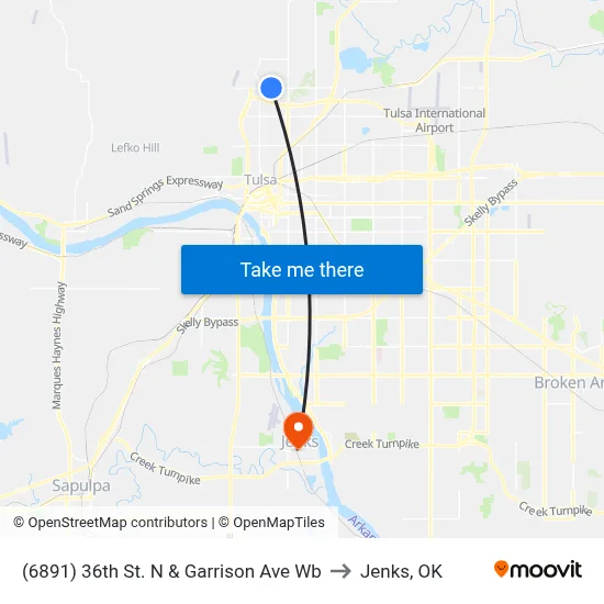 (6891) 36th St. N & Garrison Ave Wb to Jenks, OK map