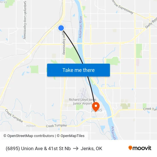 (6895) Union Ave & 41st St Nb to Jenks, OK map