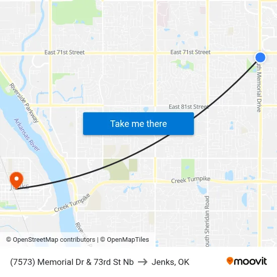 (7573) Memorial Dr & 73rd St Nb to Jenks, OK map