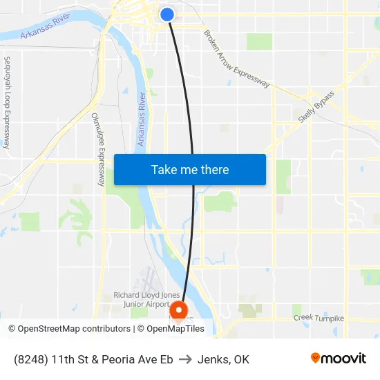 (8248) 11th St & Peoria Ave Eb to Jenks, OK map