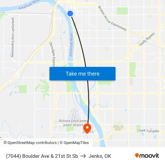 (7044) Boulder Ave & 21st St Sb to Jenks, OK map
