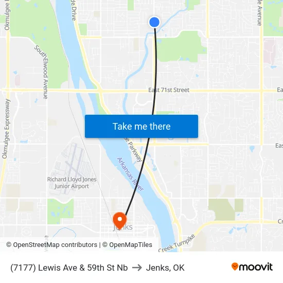 (7177) Lewis Ave & 59th St Nb to Jenks, OK map