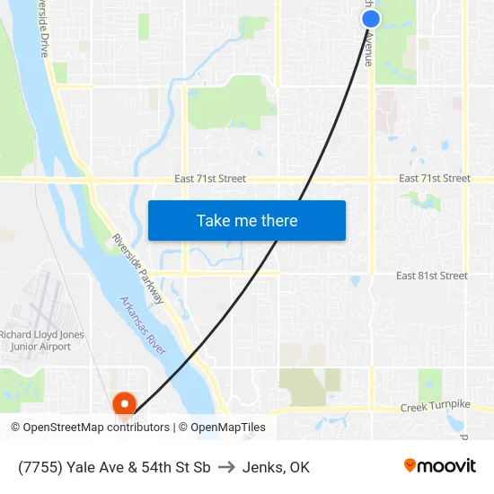 (7755) Yale Ave & 54th St Sb to Jenks, OK map