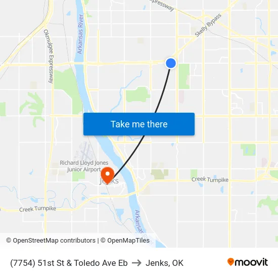 (7754) 51st St & Toledo Ave Eb to Jenks, OK map