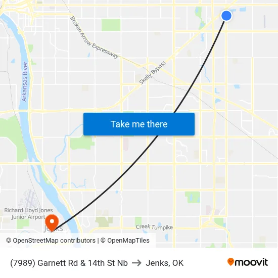 (7989) Garnett Rd & 14th St  Nb to Jenks, OK map