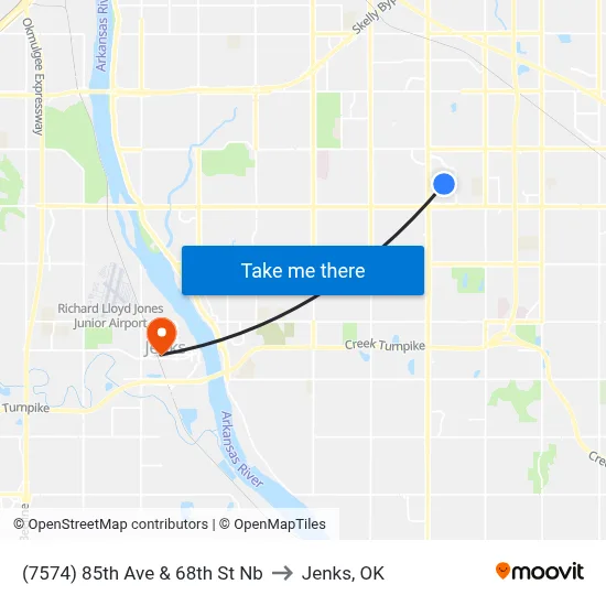 (7574) 85th Ave & 68th St Nb to Jenks, OK map