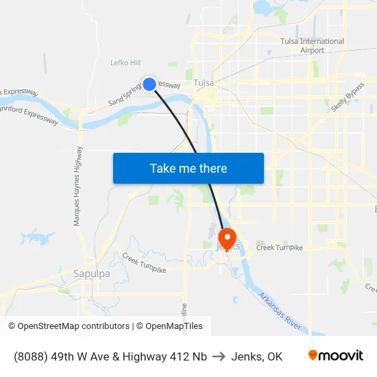 (8088) 49th W Ave & Highway 412 Nb to Jenks, OK map