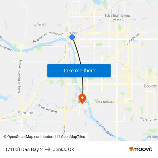 (7100) Das Bay 2 to Jenks, OK map