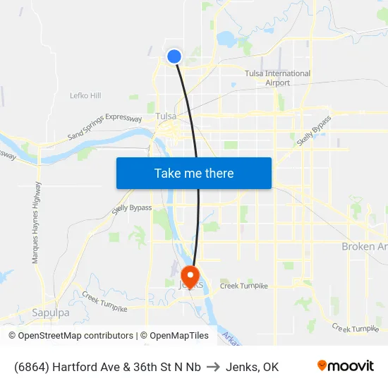 (6864) Hartford Ave & 36th St N Nb to Jenks, OK map