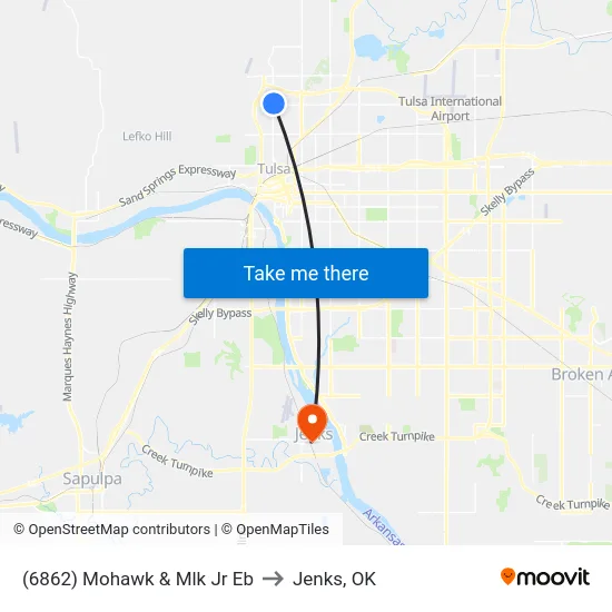 (6862) Mohawk & Mlk Jr Eb to Jenks, OK map