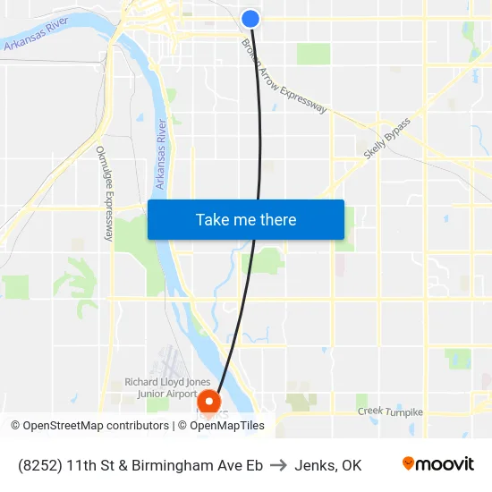 (8252) 11th St & Birmingham Ave Eb to Jenks, OK map