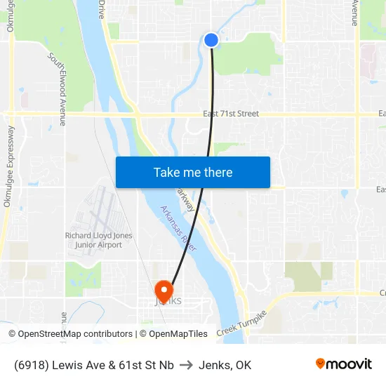 (6918) Lewis Ave & 61st St Nb to Jenks, OK map