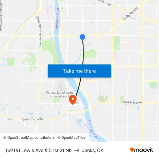 (6919) Lewis Ave & 51st St Nb to Jenks, OK map