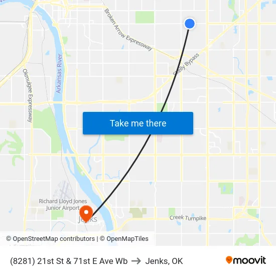 (8281) 21st St & 71st E Ave Wb to Jenks, OK map