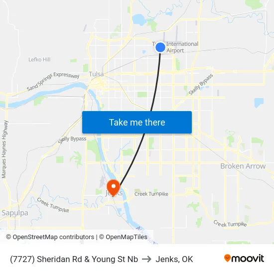 (7727) Sheridan Rd & Young St Nb to Jenks, OK map