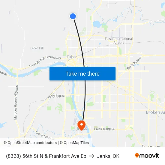 (8328) 56th St N & Frankfort Ave Eb to Jenks, OK map