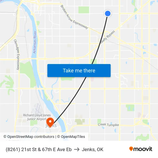 (8261) 21st St & 67th E Ave Eb to Jenks, OK map