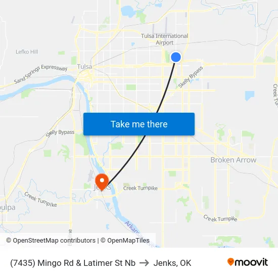 (7435) Mingo Rd & Latimer St Nb to Jenks, OK map