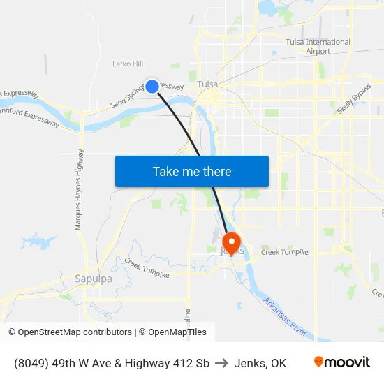 (8049) 49th W Ave & Highway 412 Sb to Jenks, OK map