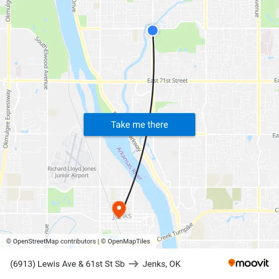 (6913) Lewis Ave & 61st St Sb to Jenks, OK map