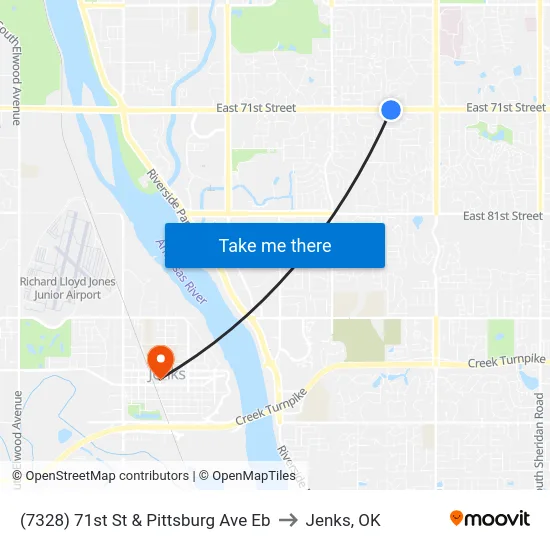 (7328) 71st St & Pittsburg Ave Eb to Jenks, OK map