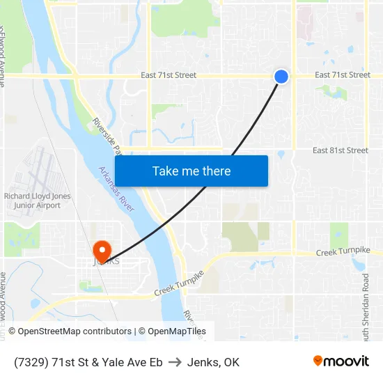 (7329) 71st St & Yale Ave Eb to Jenks, OK map