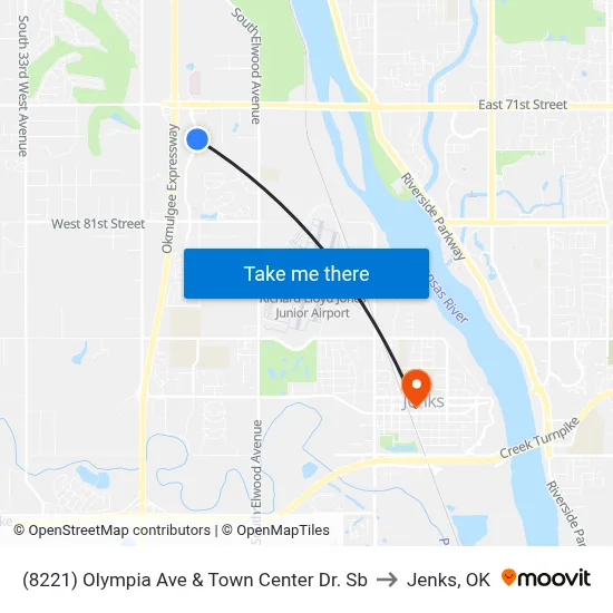 (8221) Olympia Ave & Town Center Dr. Sb to Jenks, OK map