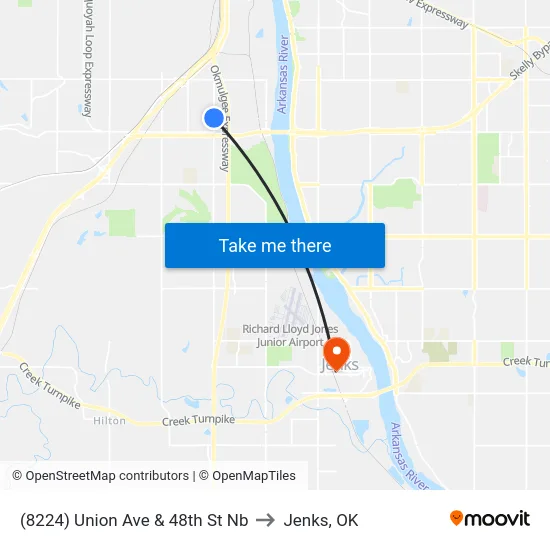 (8224) Union Ave & 48th St Nb to Jenks, OK map