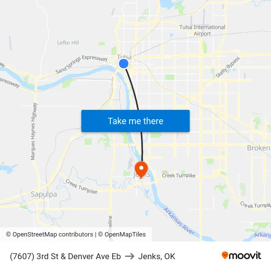 (7607) 3rd St & Denver Ave Eb to Jenks, OK map