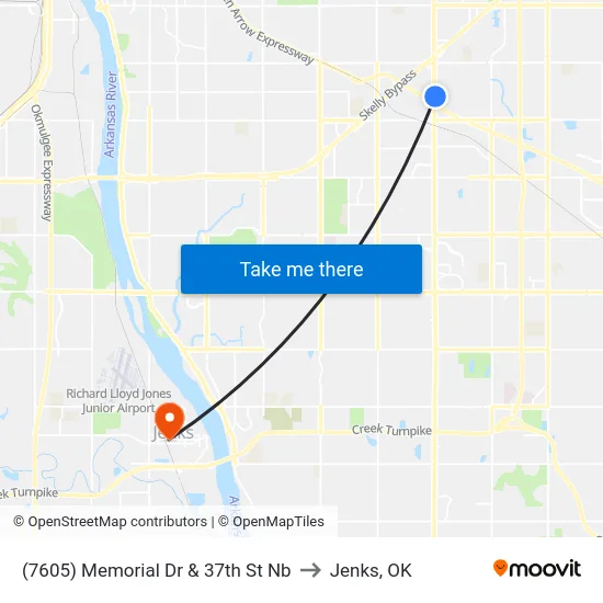 (7605) Memorial Dr &  37th St Nb to Jenks, OK map