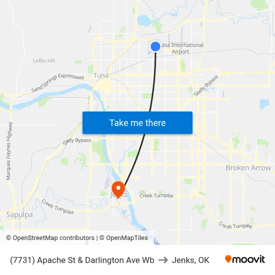 (7731) Apache St & Darlington Ave Wb to Jenks, OK map