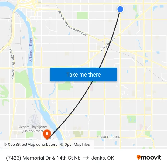 (7423) Memorial Dr & 14th St Nb to Jenks, OK map