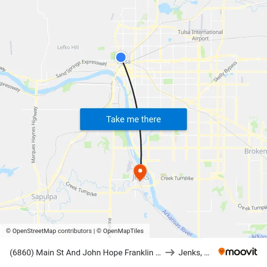(6860) Main St And John Hope Franklin Bl to Jenks, OK map