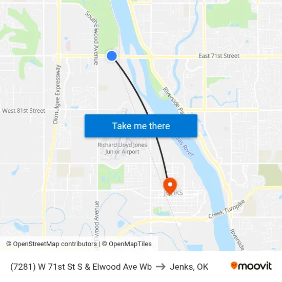 (7281) W 71st St S & Elwood Ave  Wb to Jenks, OK map