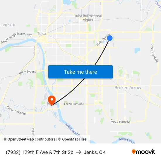 (7932) 129th E Ave & 7th St Sb to Jenks, OK map