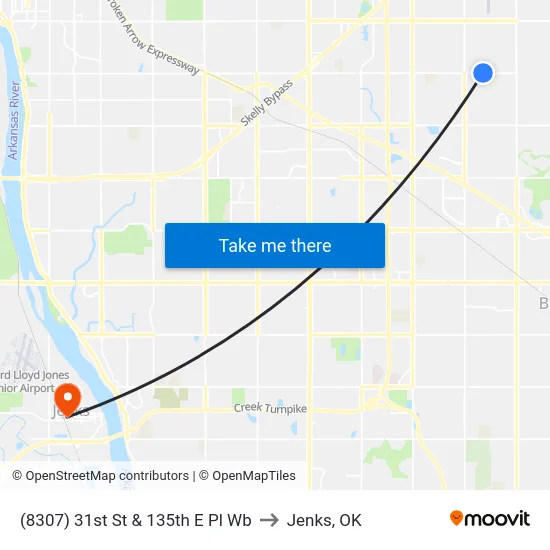 (8307) 31st St & 135th E Pl Wb to Jenks, OK map