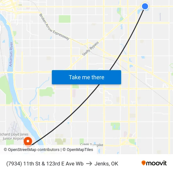 (7934) 11th St & 123rd E Ave Wb to Jenks, OK map