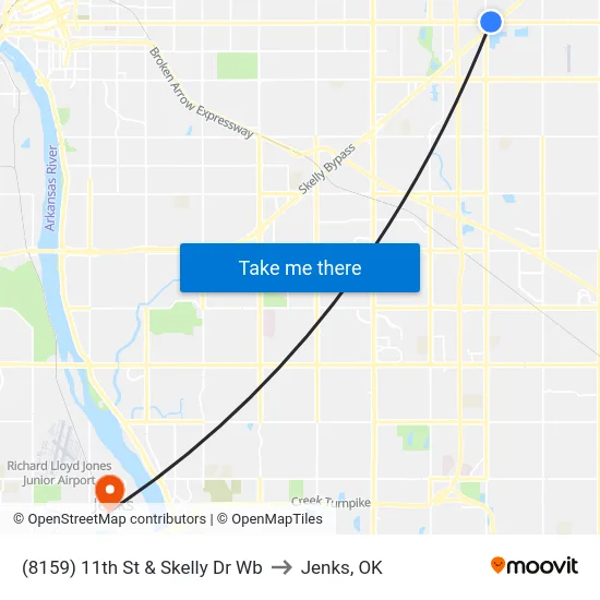 (8159) 11th St & Skelly Dr Wb to Jenks, OK map