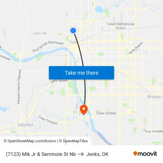 (7123) Mlk Jr & Seminole St Nb to Jenks, OK map