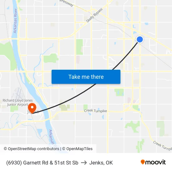 (6930) Garnett Rd & 51st St Sb to Jenks, OK map