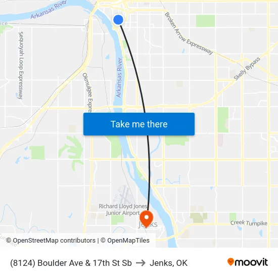 (8124) Boulder Ave & 17th St Sb to Jenks, OK map