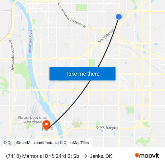 (7410) Memorial Dr & 24rd St Sb to Jenks, OK map
