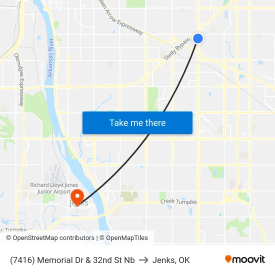 (7416) Memorial Dr & 32nd St Nb to Jenks, OK map