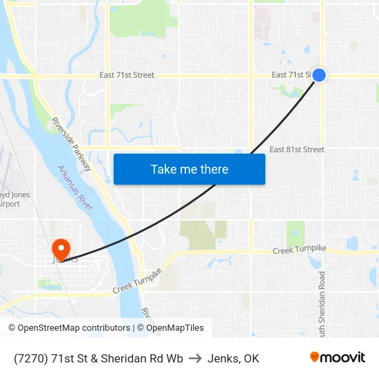 (7270) 71st St & Sheridan Rd Wb to Jenks, OK map