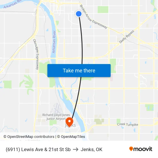 (6911) Lewis Ave & 21st St Sb to Jenks, OK map
